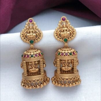 Antique Temple Design Lakshmi Jhumka Earrings